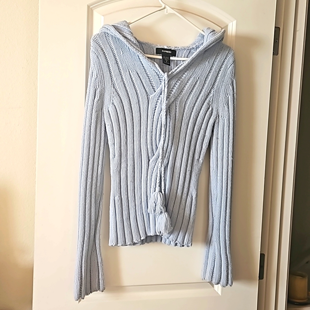 Baby blue hooded sweater